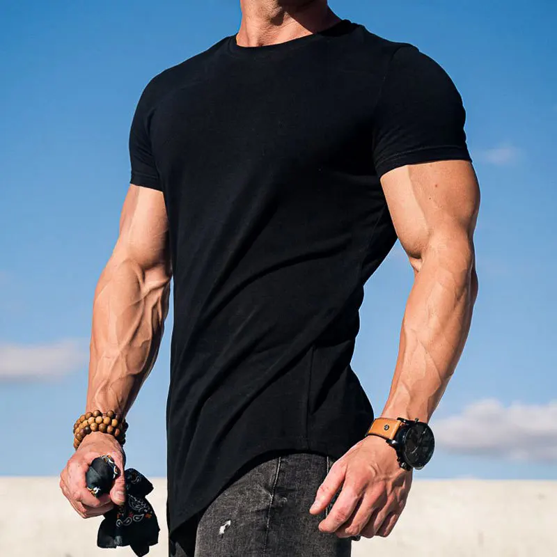 Wholesale Men's Cotton Spandex T Shirt Quick Dry Athletic Tee Muscle