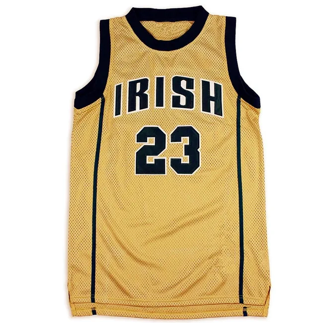 Wholesale Custom James #23 gold color Irish high school jersey custom  basketball jersey embroidery From m.