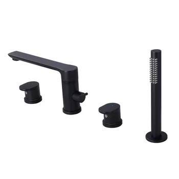 Fashion Sanitary Items Brass Matte Black Waterfall Mixer Handheld Shower Set Faucets In Bathroom