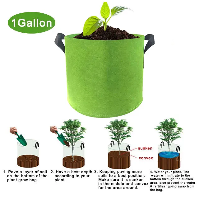 
 Зеленая фабрика объемом от 1 до 100 галлонов, оптовая продажа, биоразлагаемый фетровый пакет для выращивания растений  