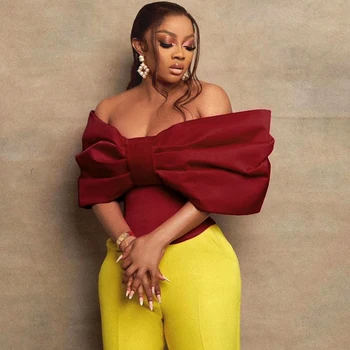 Backless Red Off Shoulder Sexy New Bowtie Factory Women Club Blouses