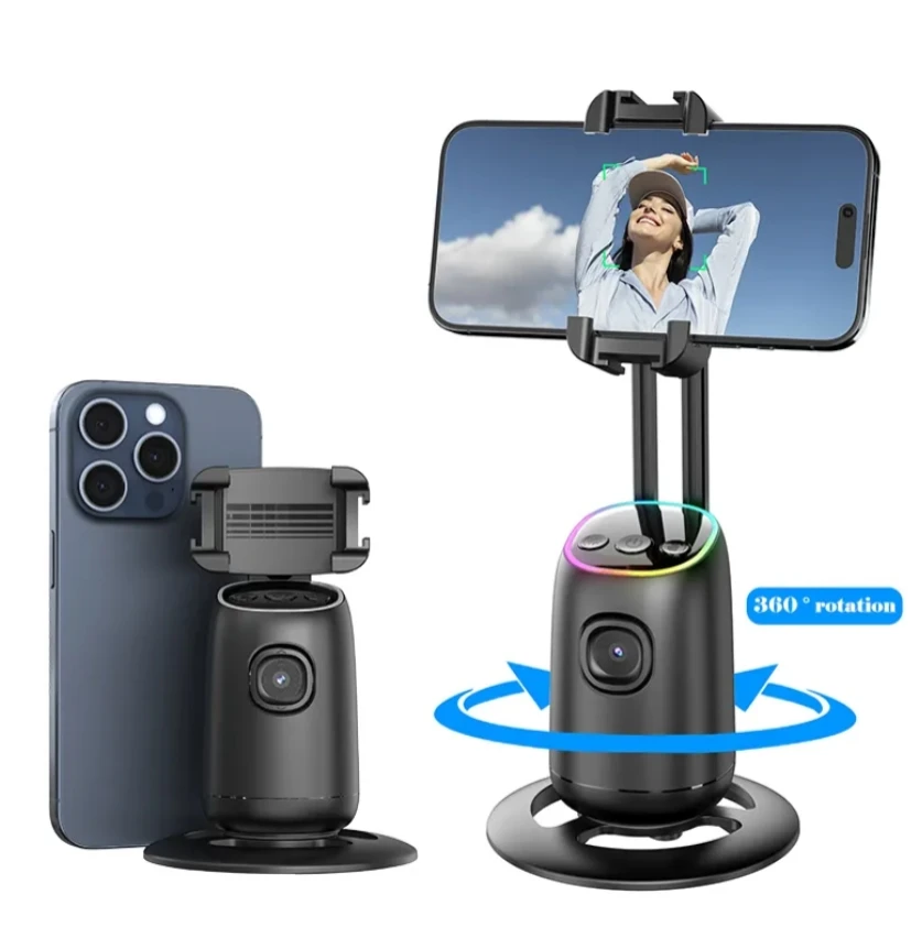 P05 AI Intelligent Tracker 360 Degree Rotation Portable Ai Face Tracking Tripod with Dual Cold Shoe Ports