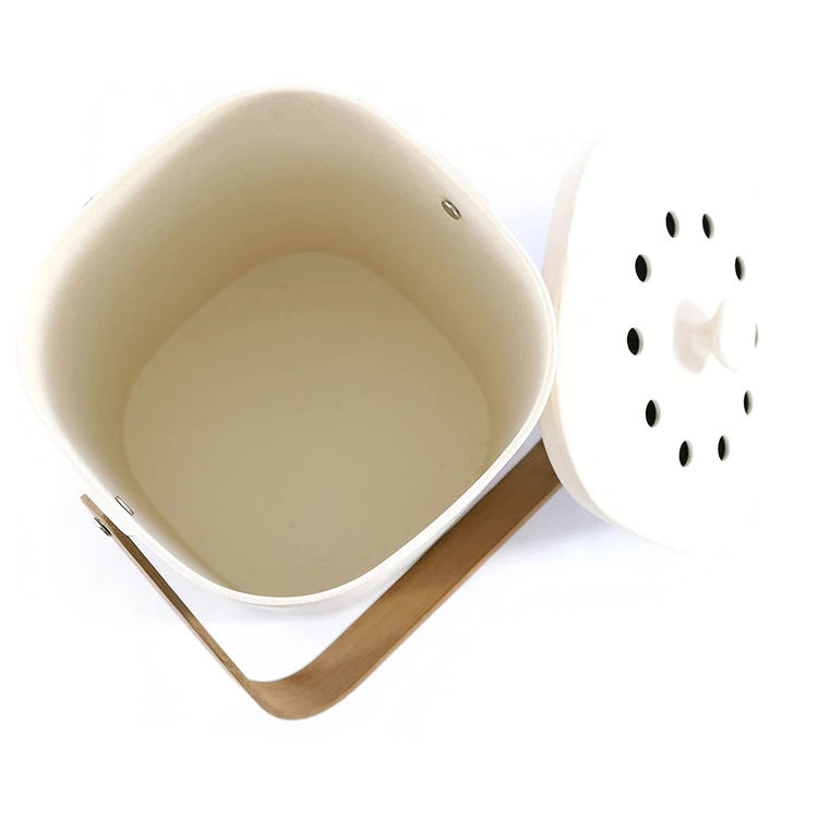 2022 New Arrival Bamboo Fiber Food Composter Countertop Compost Bin For