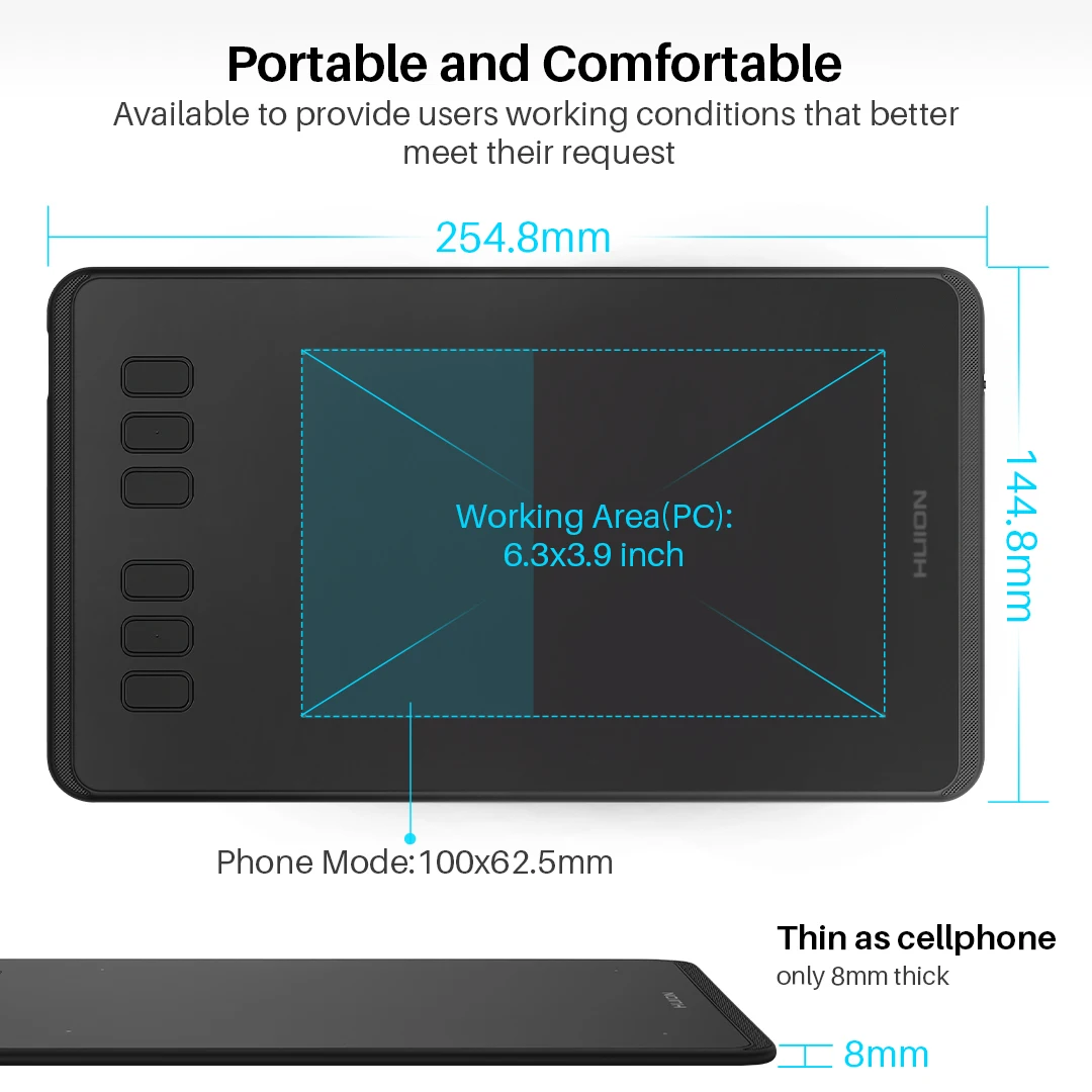 Tavoletta Grafica HUION Inspiroy H640P - Con Penna Senza Batteria 8192 Livelli, Per Windows/Mac/Android - Foto 9