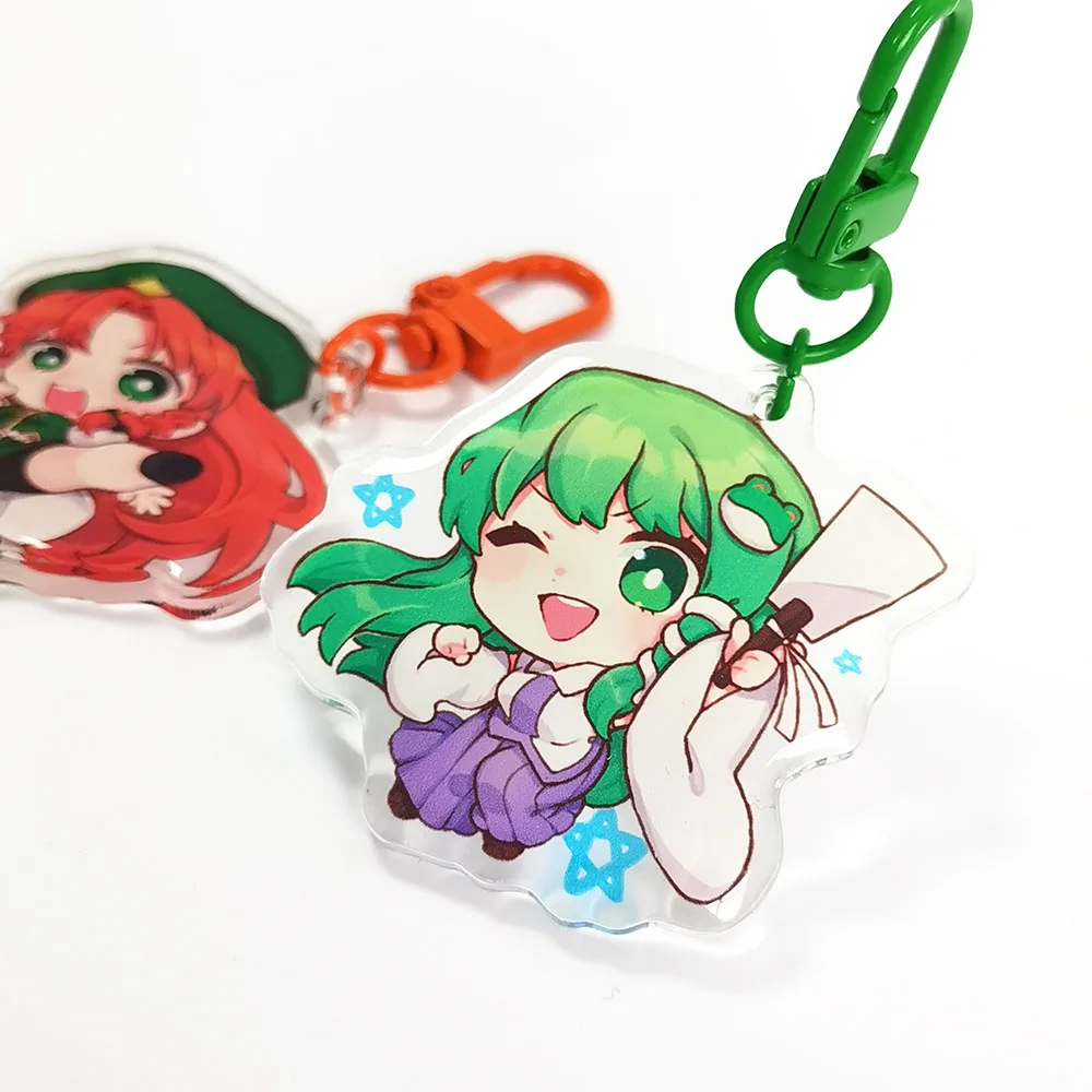 Custom Clear Printed Double Glitter Epoxy Resin Acrylic Charms Keychain for Gift With Star Clasp