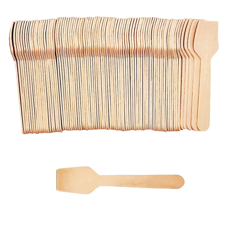 Small Size 95mm Biodegradable Disposable Wooden Spoons for Party Free Samples Edible Square Spoons for Ice Cream Tasting