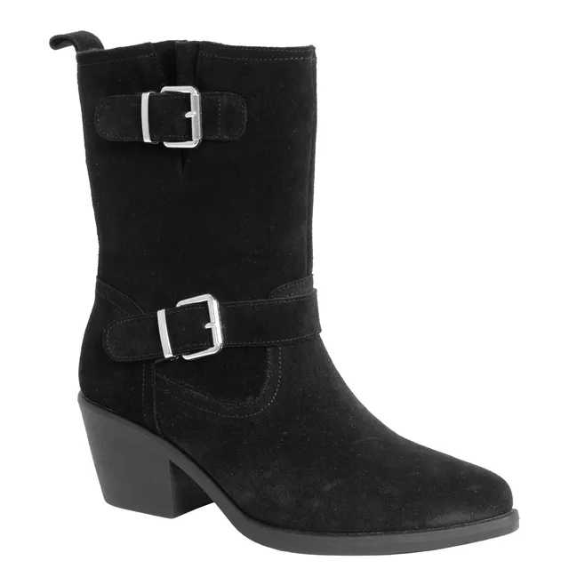 Wholesale YZY Women new design genuine leather ankle boots with silver buckles