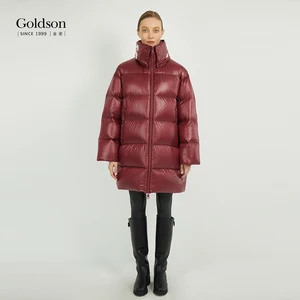 GRS Shiny Stand Collar 100% Nylon Under Sleeve Vent Down Jacket With Lionhead White Goose Down