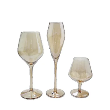 Electroplated Amber Red Wine Glasses Household Ambler High Stemware Wine Champagne Glasses