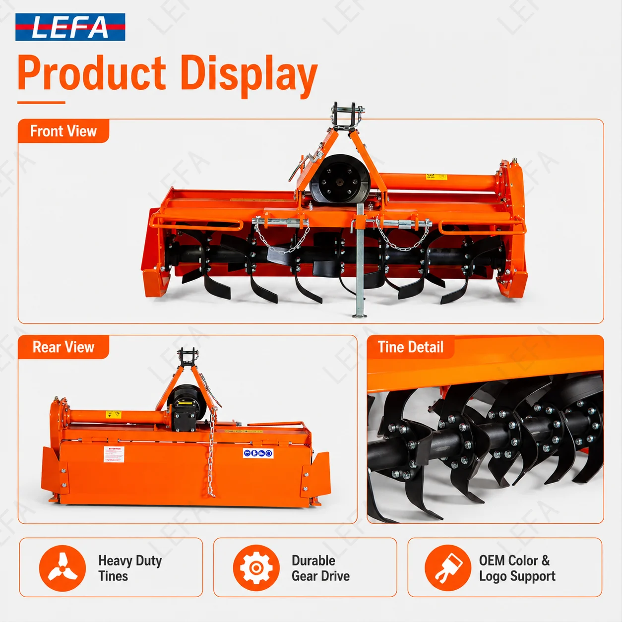 Rotary Tiller LEFA CE RT-125 for Tractors – Efficient Cultivator