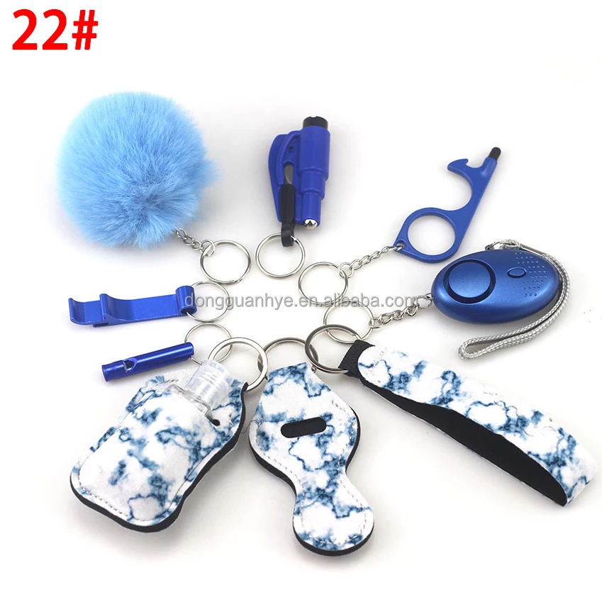 Custom Led Light Women Self Defense Key Chain With Diamond Metal