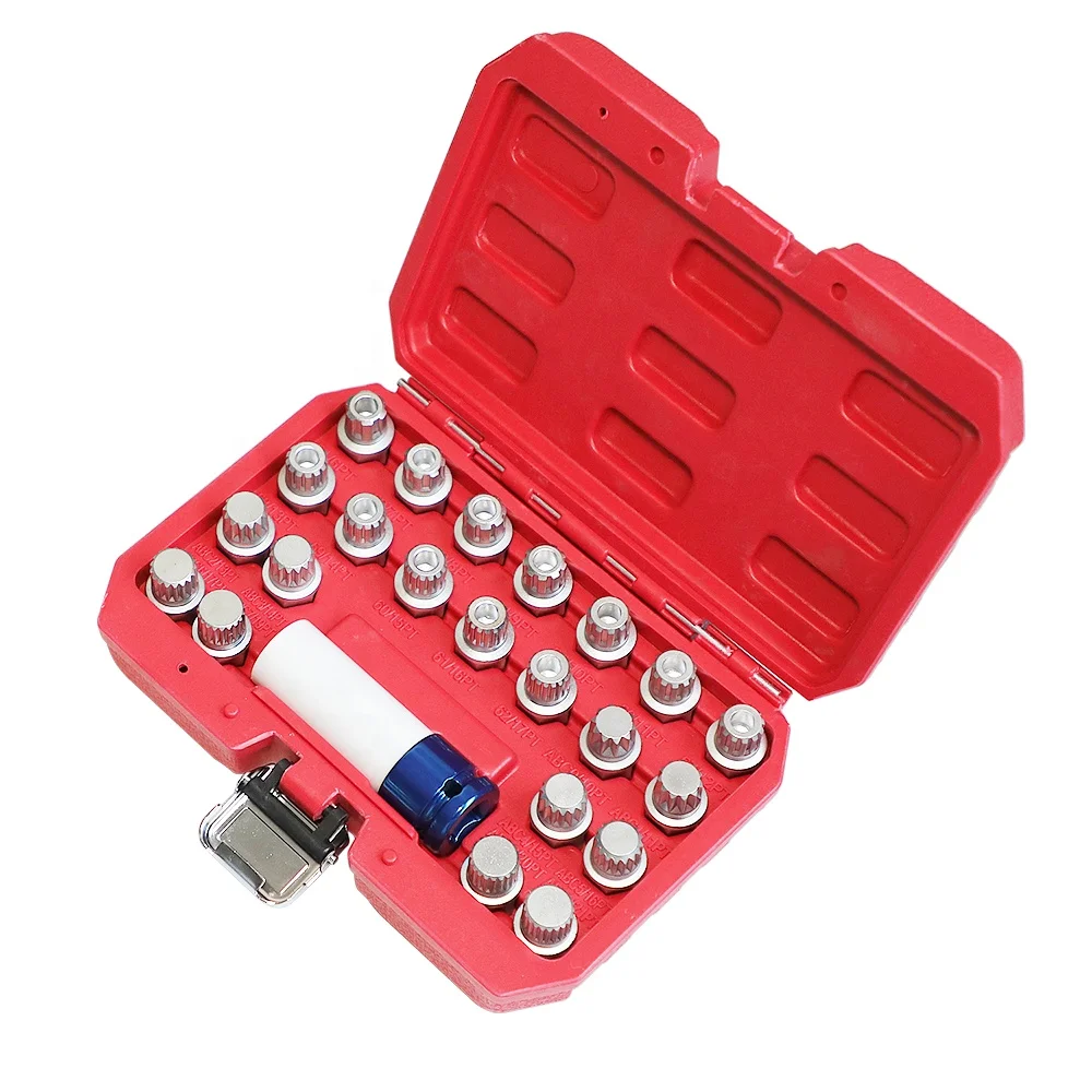 21pcs Master Wheel Lock Nut Removal Tool Key Locking Wheel Nut Key Set for BMW