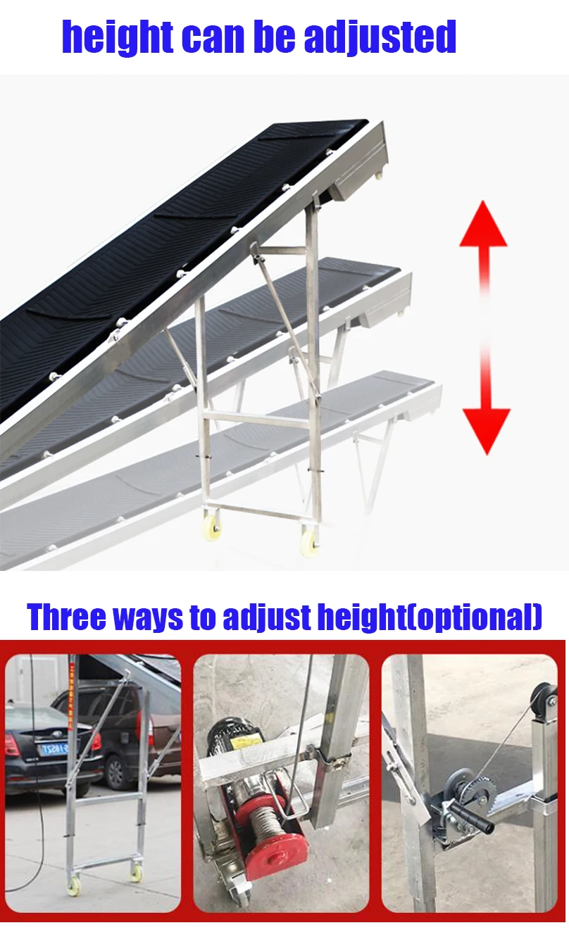 Food Shop Applicable Rubber Belt Stairs Climbing Incline Conveyors