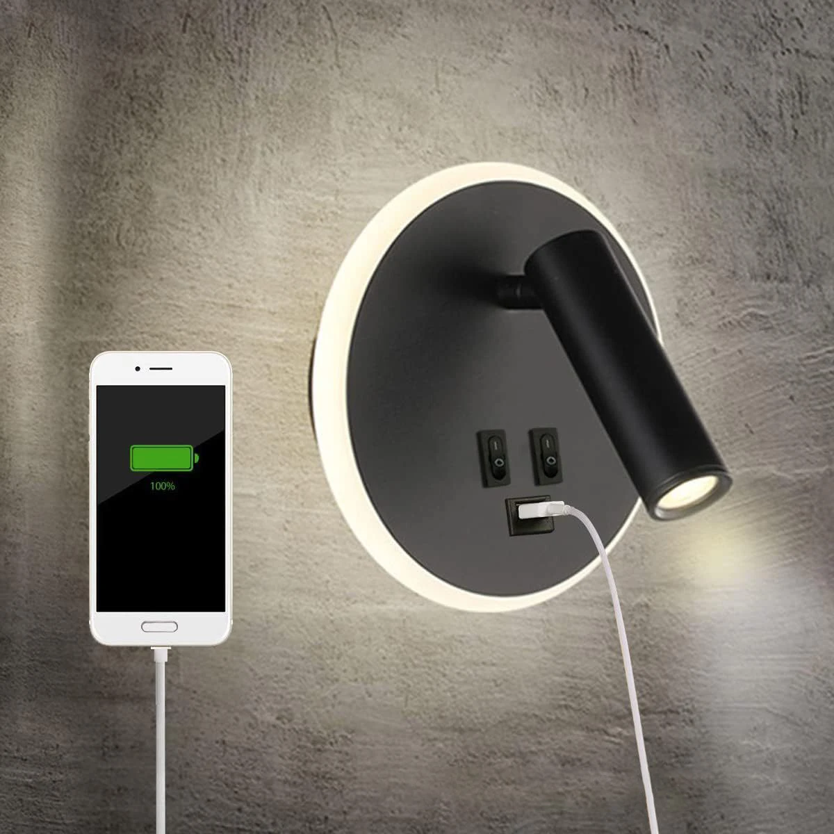 Modern Wall Lamp With Usb Bedroom Study Living Room Hotel Bedside