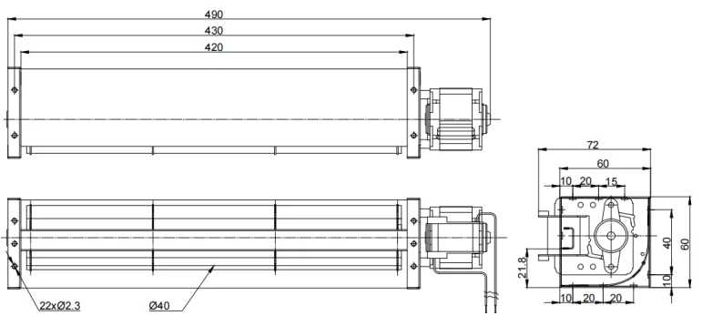 Tangential Blower, PBM, 40mm, 20W, 230VAC - detail 6