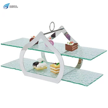 Two Layers Of Heart -Shaped Food Display Rack Tea Snack Dessert Buffet Food Display Stand Stainless Steel Catering Equipment
