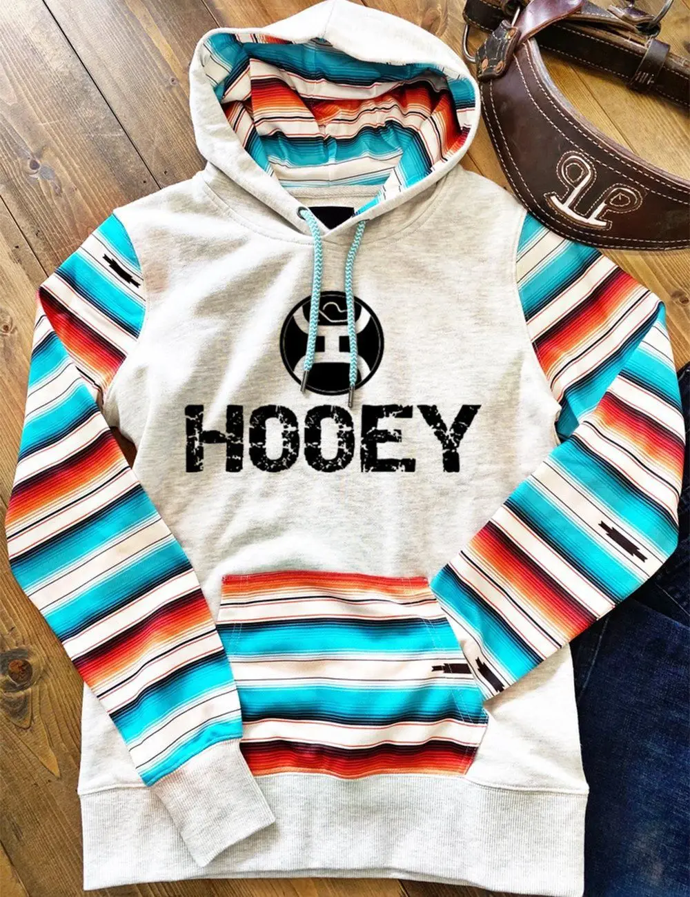 Casual Striped Long Sleeve Pullover Hooded Sweatshirts Fleece Tribal Hoodies with Polyester Lining Color Matching Tops