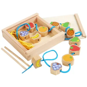 Children's Diy Beaded Educational Toys Baby Fruit String Game Clip Beads Games Wooden Lacing Toy Wooden Fruit String Gam