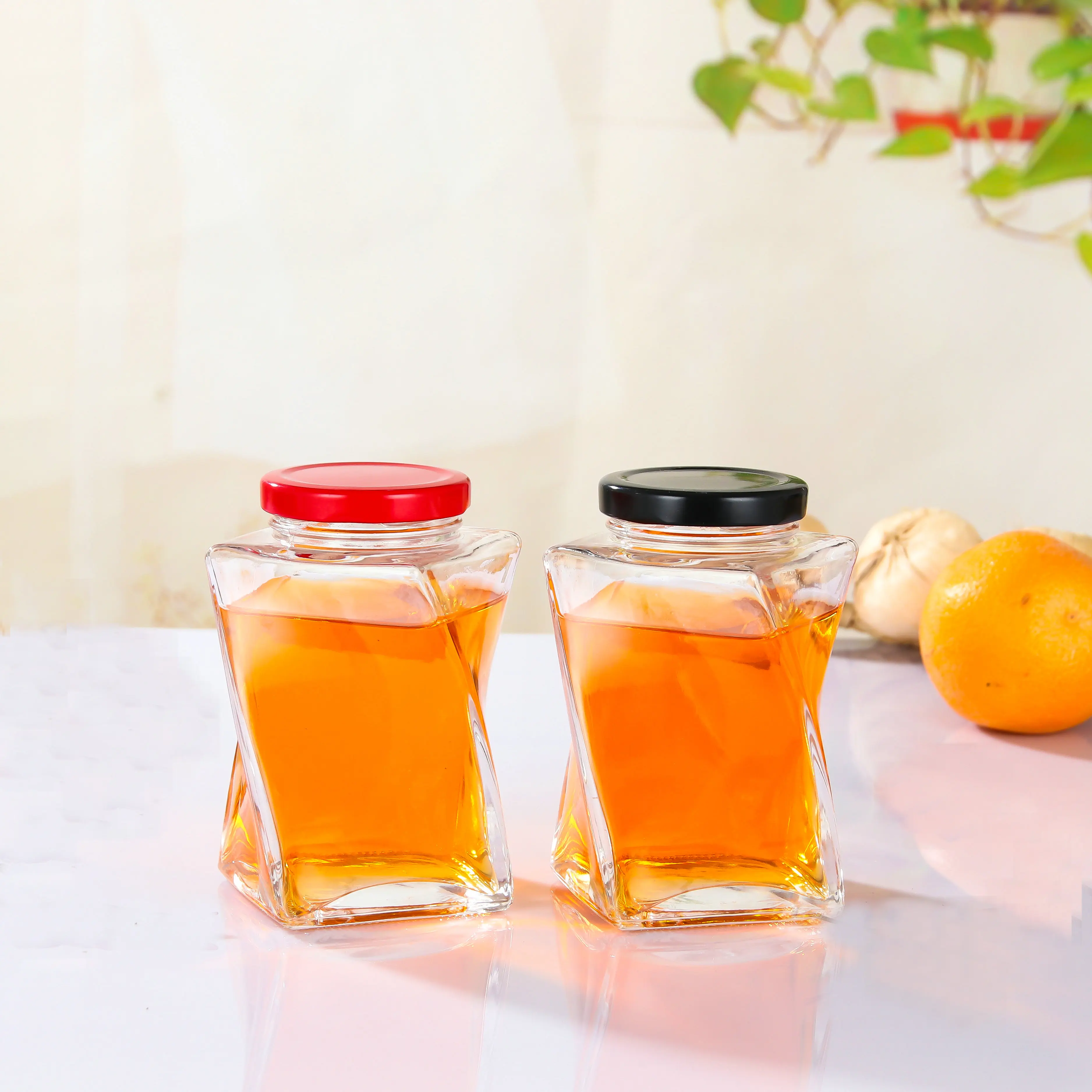 Newray Designed 360ml 500ml Honey Jar Glass With Lid Creative Unique