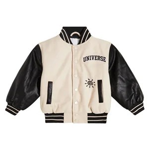 High Quality Wool-Blend Leather Sleeves Embroidery Varsity Jacket for Boys