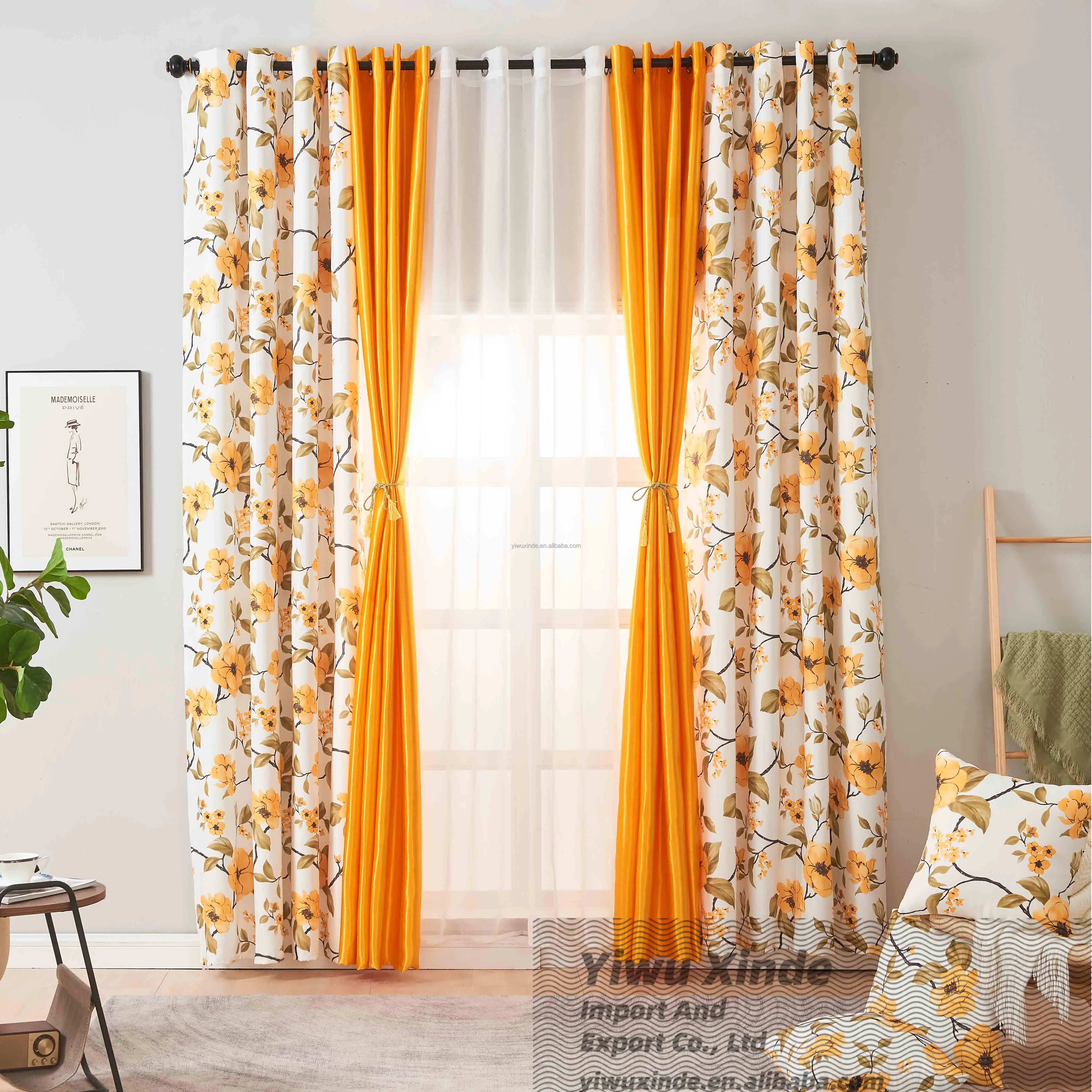 Tende Oscuranti 2 Pannelli Con Stampa Foglie – Camera Da Letto 101x160 Cm