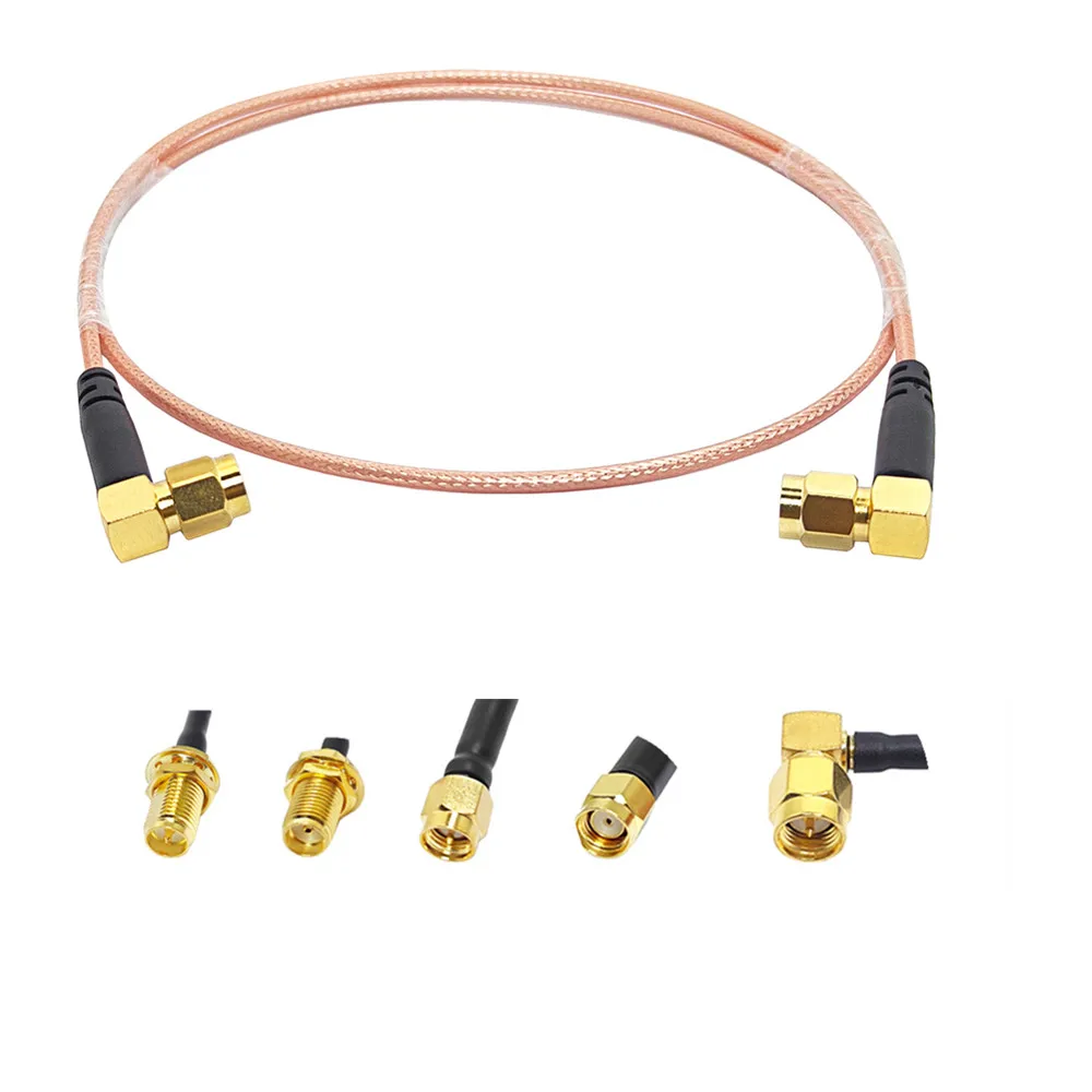 Brand Best Quality RG142 Coaxial Cable SMA Male Right Angle to SMA/BNC/UHF/N/TNC Male/Female RF Pigtail Jumper for Communication