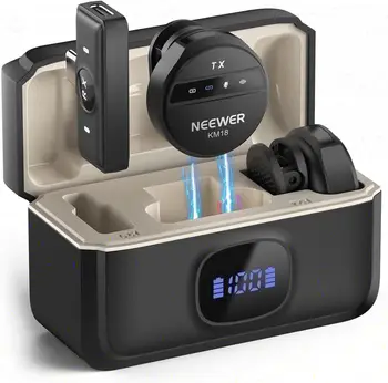 Neewer Wireless Lavalier Microphone for USB C with Charging Case Compatible with Android/PC/Laptop 48KHz/24Bit Mini Lapel Mic