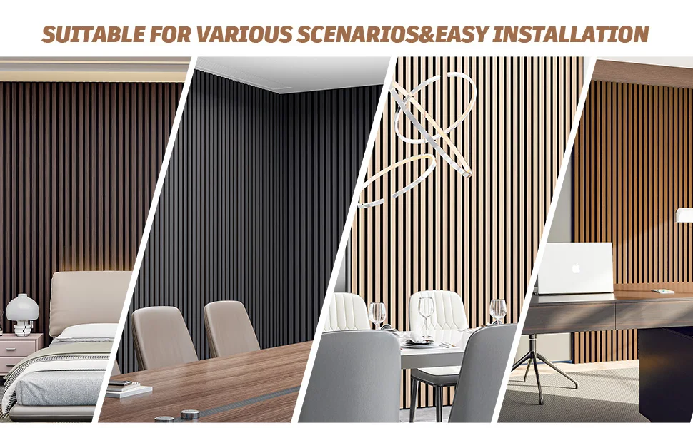 Modern Designed Wooden Acoustic Slat Wood Panels Decorative Sound Absorbing Noise Panel for Hotel/Apartment Interior TV Wall details