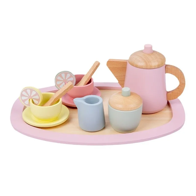 Children's Wooden Tea Set Early Education Kitchenware Toy for Play