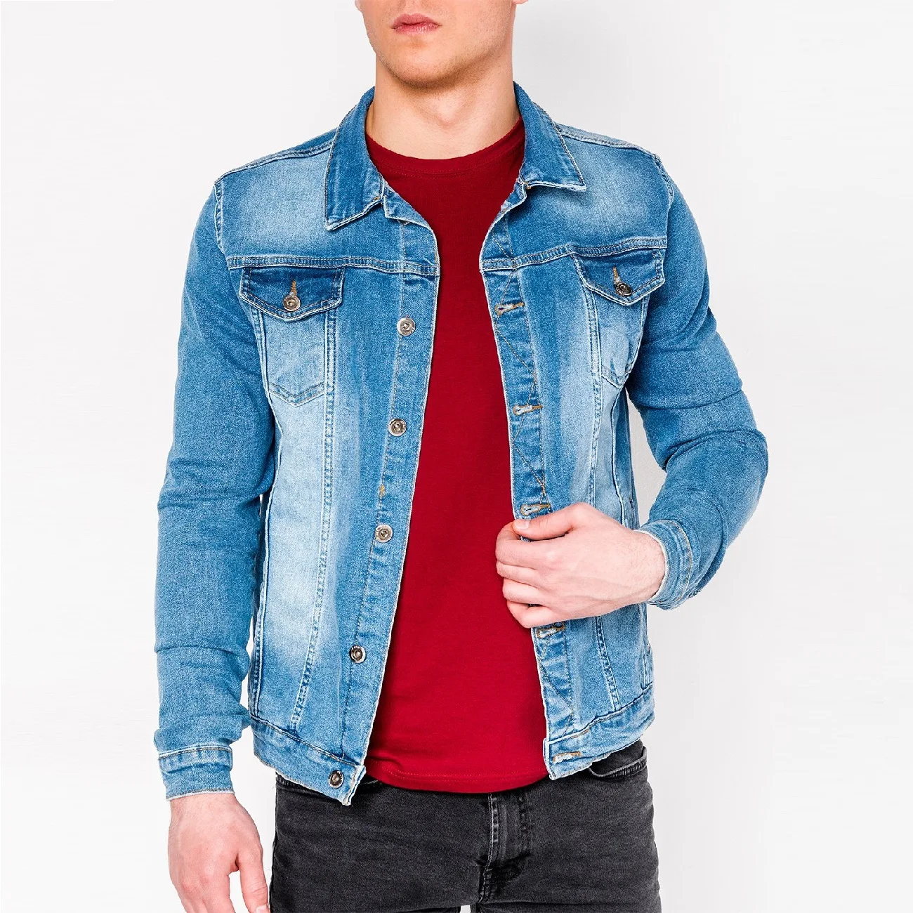 Source Men's Denim Jacket Cotton Spandex Jeans Jacket Blue Wholesale Custom  Men Denim Jean Jacket on m.