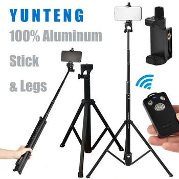 YUNTENG 1688 134/195cm All in 1 Selfie Stick Tripod 100% Aluminum Stick & Legs Remote Shutter for iPhone Android Gopro Camera