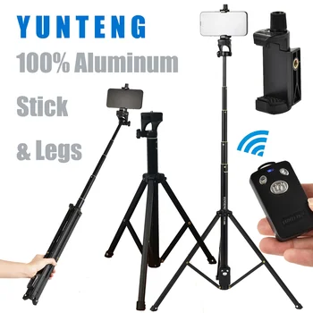 YUNTENG VCT-1688 134cm All in 1 Selfie Stick Tripod 100% Aluminum Stick & Legs Remote Shutter for iPhone Android Gopro Camera
