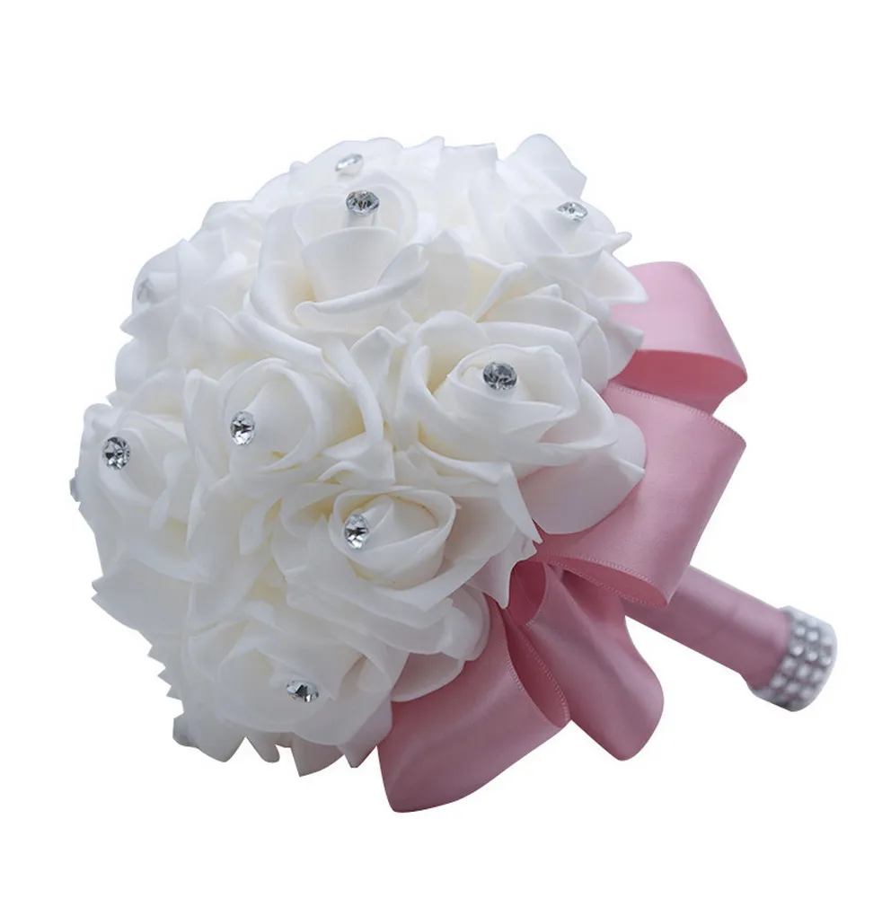 Ramo De Boda Para Novia,Cinta De Dama De Honor,Bolas De Flores Artificiales,Broche  De Diamantes De Imitación - Buy Novia Con Flores Ramo De La Boda Artificial  De La Flor De Decoración Accesorios