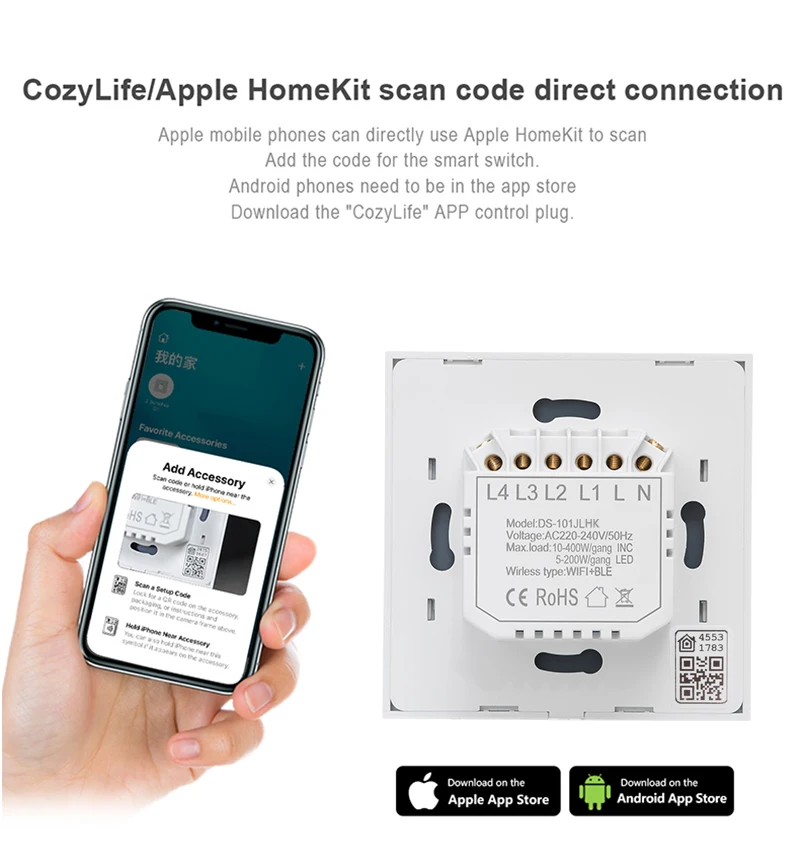 Universal Model 3 Gang Apple Homekit Eu Switch Highpower 100240vac