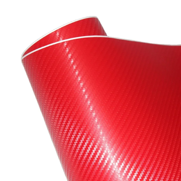 3d Carbon Fiber Film Textured Car Vinyl 30 Meters Red 1.27 m/30 m 