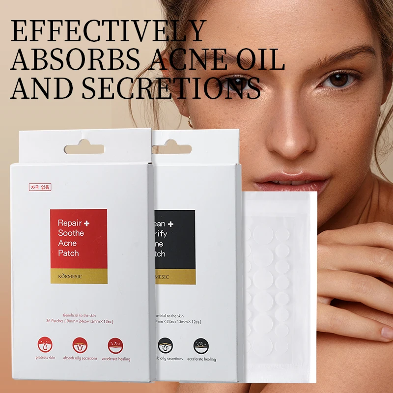KORMESIC 36pcs  Korea Acne Spot Treatment Hydrocolloid Custom Private Label Cleanse Purify Repairing Soothing Pimple Patch Acne
