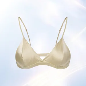 Silk Non Wired Underwear Silk French Anti Sagging Bra Breathable Sexy Solid Color Triangle Cup Lingeries