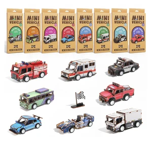 EPT 3D Wooden Jigsaw Puzzle Kids Diy Assembly 3d Pull Back Wooden Puzzle Car