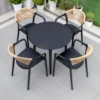 Table en acier au carbone R-80cm+4 chaises
