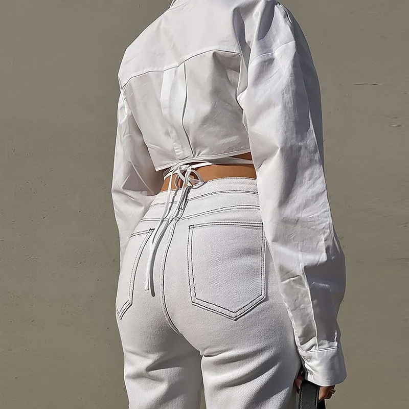 Y2K Bandage Shirt for Women - Autumn Harajuku Style Tops