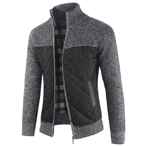 Men's Simple Solid Patchwork Winter Warm Cardigan Sweater Fashion Casual Knitwear Zipper Closure ODM Thin Weaving Autumn Season