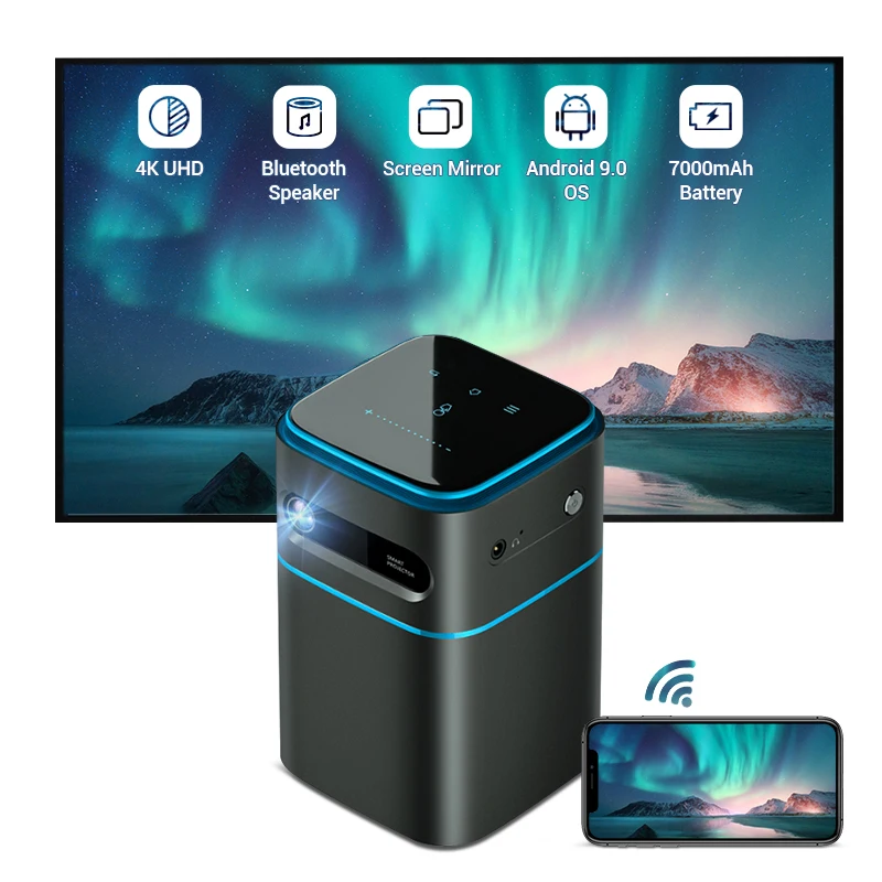 Hotack D042 Mini Smart Projector - Portable WiFi DLP Home Theater