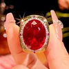 Bague en corindon rouge, taille ajustable