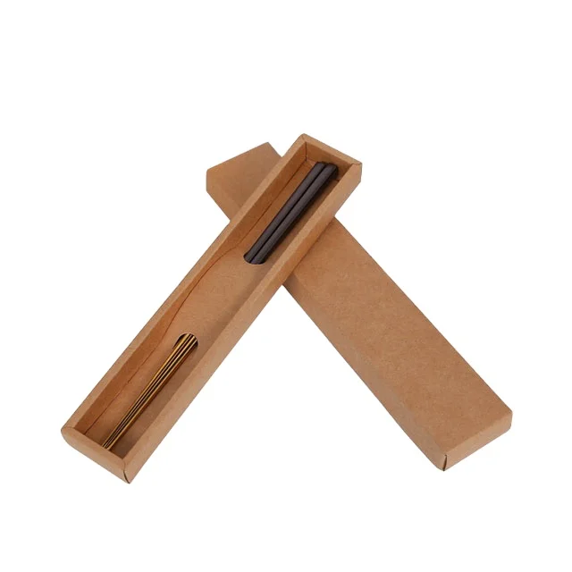 High Quality and Best Selling Single Pair Chopstick Kraft Paper Box Rigid Cover Packaging Box Customized Tableware Chopstick Box
