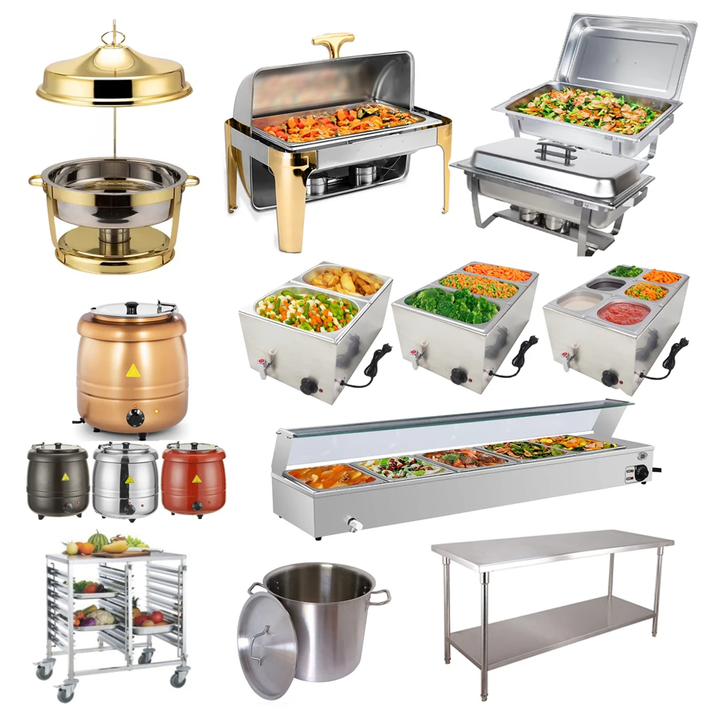 Oem Supplier Buffet Set Food Warming Display Chafers Rectangle Roll Top