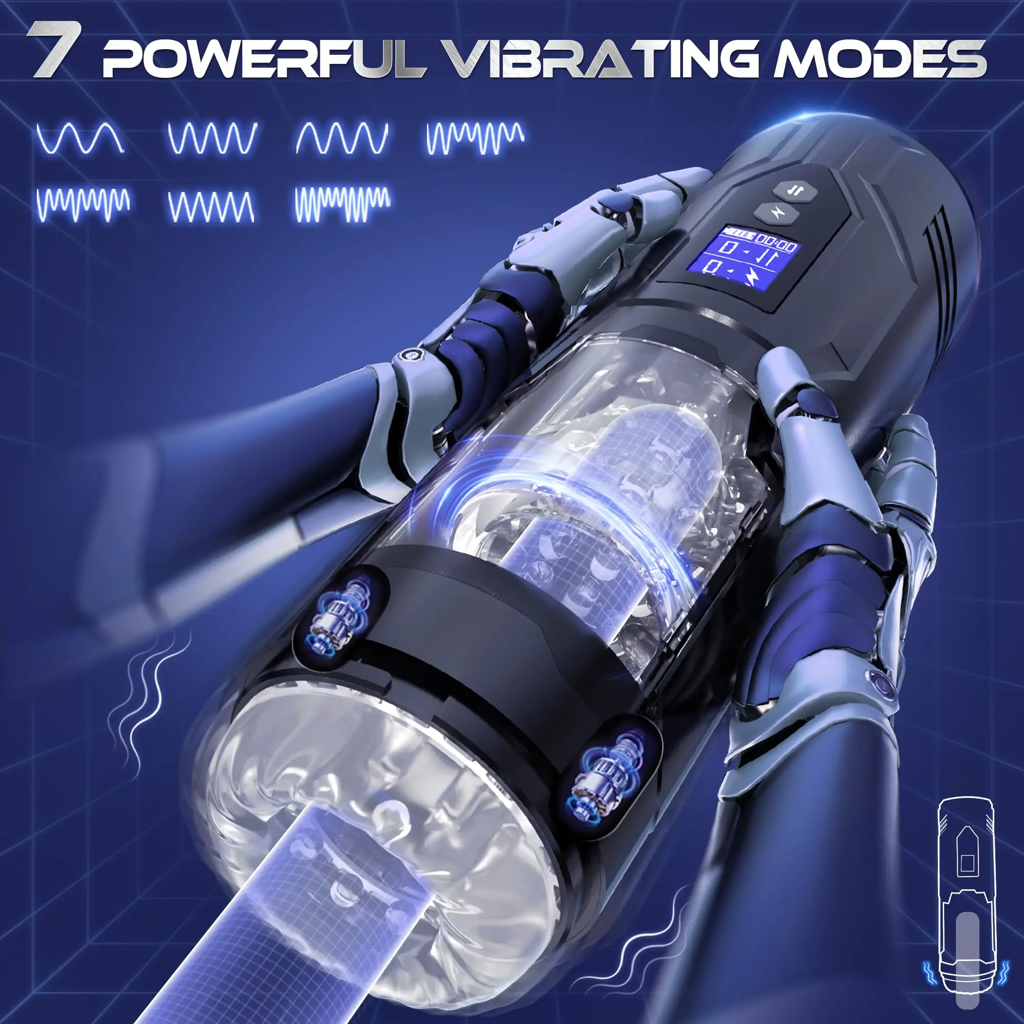 IPX7 Waterproof Adults Sex Toy Mens Stroker Telescopic Sex Machine 7 Modes  Thrusting Rotating Vibrating Male Masturbator Devices