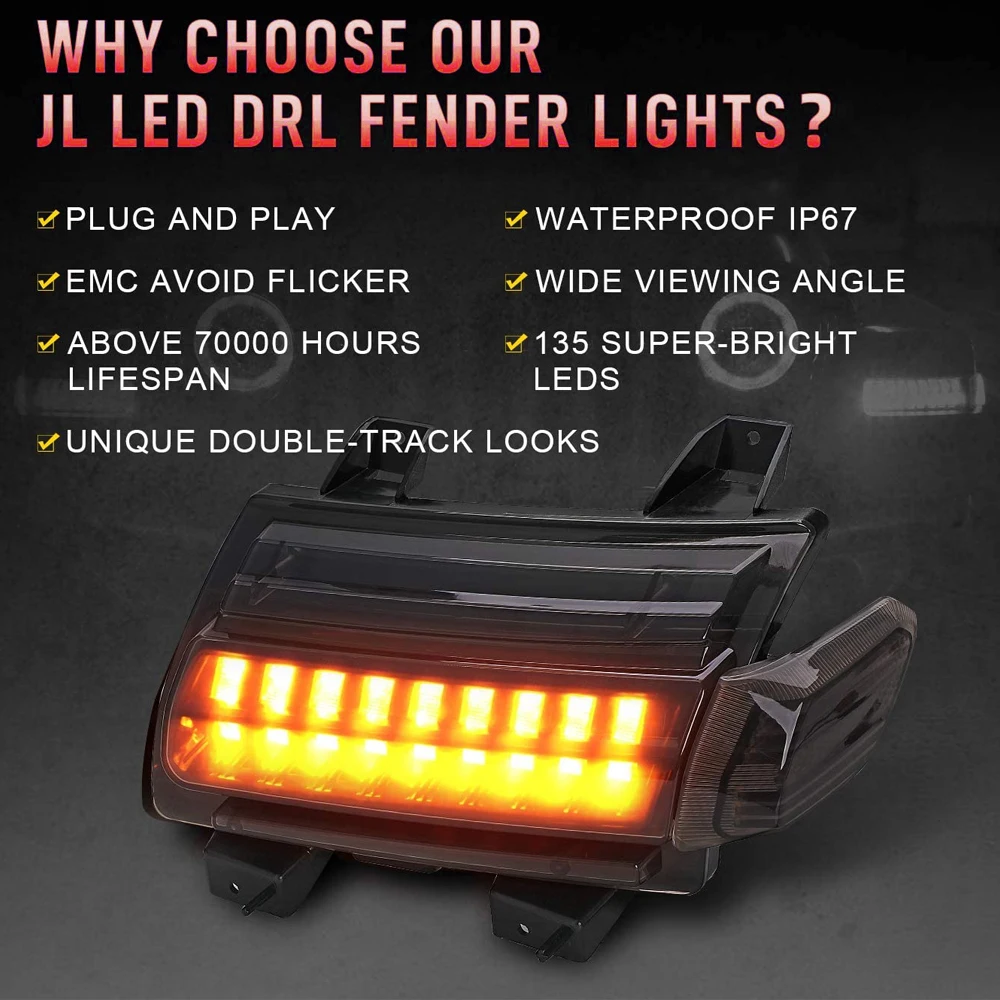 For Jeep Jl Led Turn Signal Drl Led Daytime Running Parking Light Emarke Turn signal for Defender