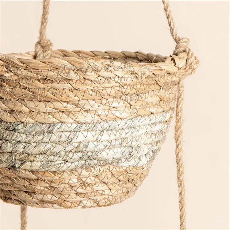 Cestini Intrecciati A Mano, In Rattan, Con Fiori Artificiali, Cestelli Portatili, Cestini In Iuta, Da Appendere Alla Porta, Per Interni E Giardini