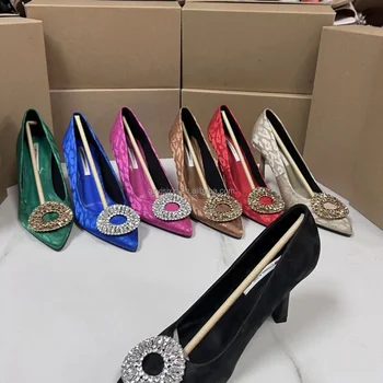 2024 High Quality Hot Selling Fashion PU Women's Shoes Toe Toe Heeled Women's Sandals New High Heels