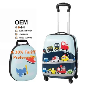 2 Pcs Kids Luggage Set 16" Toddlers Carry-on Suitcase & 12" Backpack Set Children Travelling Case  (Little Cars)